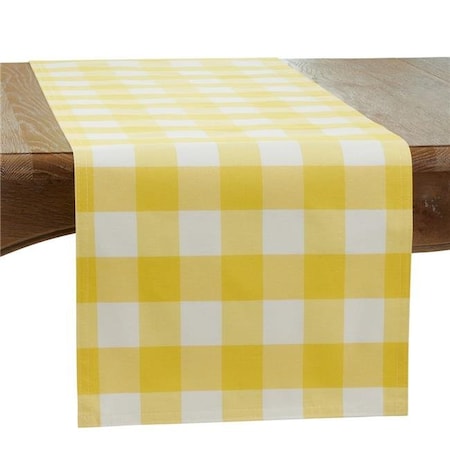 Saro 5026.Y1690B 16 X 90 In. Cotton & Poly Blend Buffalo Oblong Plaid Runner; Yellow